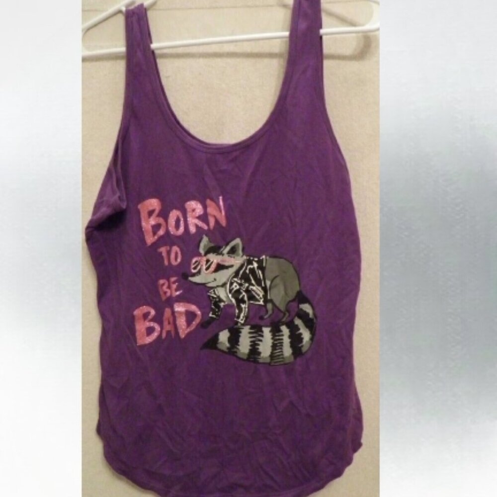 Fruit of the Loom sleepwear purple tank "Born to be bad" size large juniors